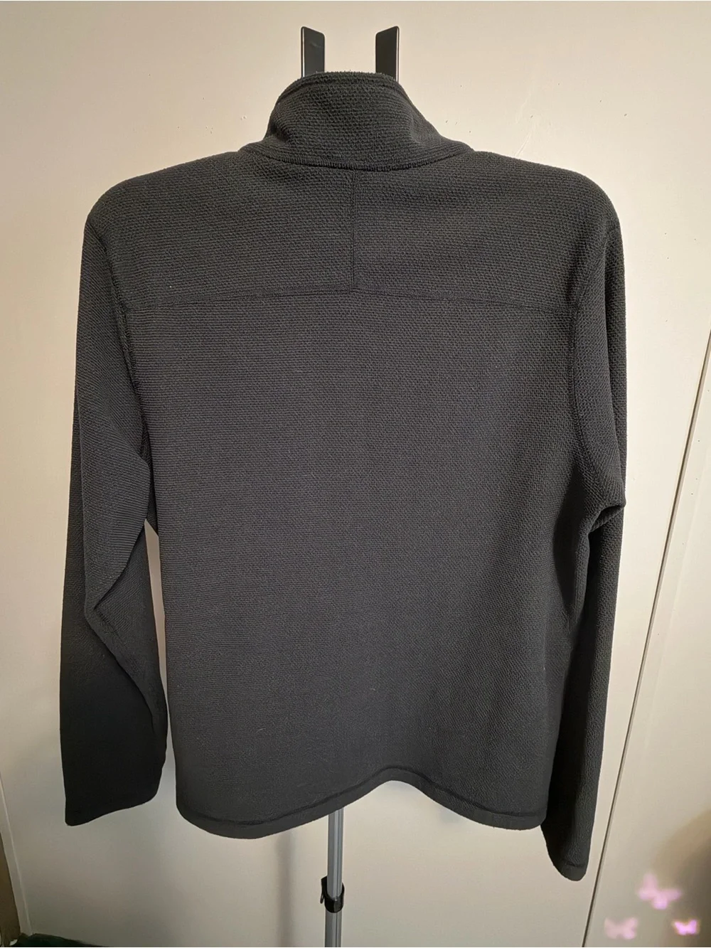 The North Face Men's Gray Textured Grid Fleece 1/4 Zip Pullover Jacket